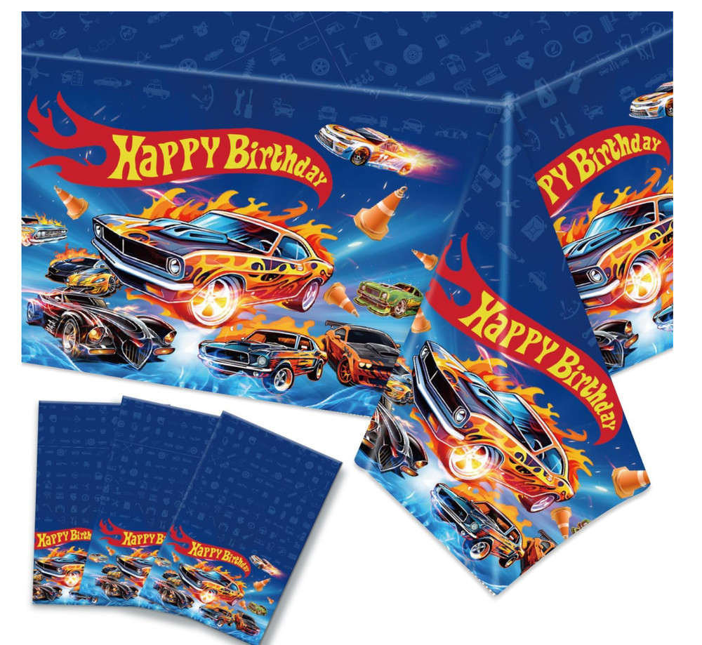 LANFUBEISI 3 pcs Birthday Decorations Tablecloth Racing Car Themed 107×53.9 In