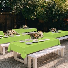 4 Pieces Lime Green Plastic Tablecloth, 54×72“ Solid Color Waterproof & Sp