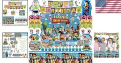 Cartoon Birthday Decorations Party Supplies Banner Balloons Plates Backdrop
