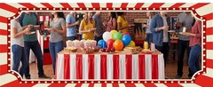 8 Packs Red and White Striped Table Skirt Circus Table Skirt Carnival Theme