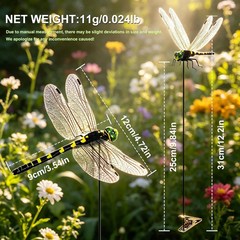 12 Pack 3D Dragonfly Clips, Fake Dragonflies with Stakes, Realistic Plastic Drag