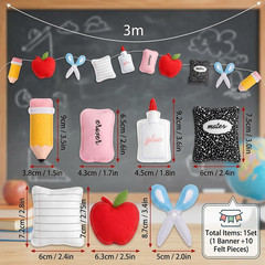 Back to School Banner, Back to School Decorations, 3M/118.11Inch Apple Compositi