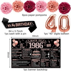 Glamorous Rose Gold 40th Birthday Decorations – 21pcs for Unforgettable Parties