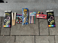Party Supply Bundle Lot: Glow Party Set/Krazy Straws/Pom Pom/Flutes/Fans/Popper