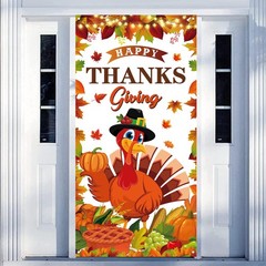Thanksgiving Party Decorations Large Size Happy Thanksgiving Door Cover for F…