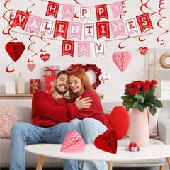 Valentines Day Decorations Kit 31 PCS Valentine’S Swirl Hanging Decorations with