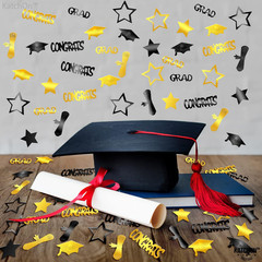 Graduation Decorations 2026 | Black and Gold Grad Confetti 2026 – Pack of 130…