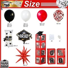 2026 Graduation Decorations Class of 2026 Red and Black Balloons Arch kit wit…