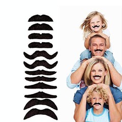 12pcs/set Party Halloween Christmas Fake Mustache Funny Fake Beard Whisker