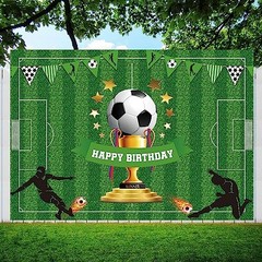 5x3ft Soccer Happy Birthday Backdrop Banner – Sports Themed 4.92ft x 3.28ft