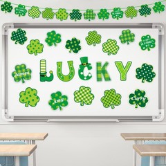 77Pcs St. Patrick’s Day Shamrock Cutouts Decorations Green Lucky Irish Paper…