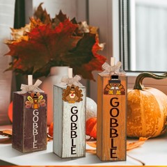 3 Pcs Fall Table Decor Thanksgiving Centerpiece Wood Autumn Block Sign Harvest