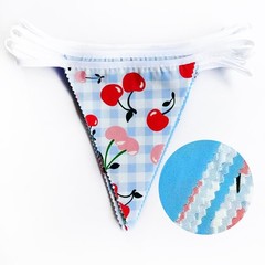 32Ft Blue Gingham Cheery Pennant Banner Fabric Triangle Flag Garland Streamer…