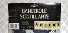 New Year’s Banner Glitter CHEERS 2 Sided Design 6.5 Feet Celebrate Party Decor