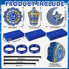 3 PCS Ramadan Table Decorations Wooden Eid Mubarak Signs Rustic Blue.Classic