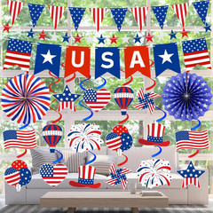37Pcs 4Th of July Decorations Patriotic Decorations USA Banner Red White Blue Pa