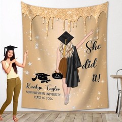 Personalized Graduation Party Backdrop, Custom Class of 2026 Banner Decor Gift