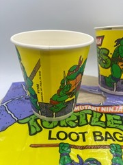 1989 TMNT Birthday Supplies 2 Cups & 1″ Loot Bag» Teenage Mutant Ninja Turtles