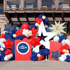 Patriotic Balloon Arch Kit – Navy Blue, White, Gold, and Red for Celebrations