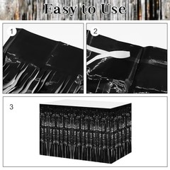 2 Packs Table Skirts Metallic Foil Fringe Curtain 2 PCS-29.5×108 Inch Black