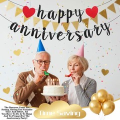 Black Happy Anniversary Banner, Party Decorations, We Black, Red