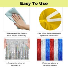 2 Pack Rainbow Foil Fringe Curtains, 3.3X6.6 Ft Metallic Tinsel Backdrop Party D