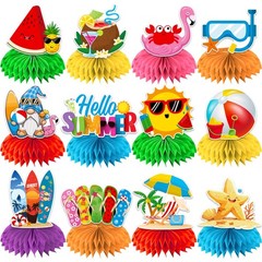 12Pcs Summer Party Decorations Honeycomb Centerpiece, Hello Summer Party Deco…