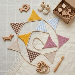 2Pcs Triangle Bunting Flag No-DIY Cotton Fabric Garland Reusable Party Banner…
