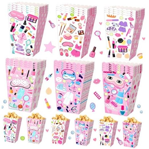 24 Pcs Sleepover Popcorn Boxes Women Makeup Spa Storage Holder Party