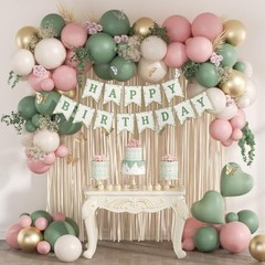 Pink and Sage Green Birthday Decorations with Light Pink Sage Green Sand White