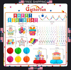 Birthday Party Decorations Set with Banner Confetti Balloons and Centerpieces
