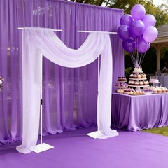 2PCS White Wedding Backdrop Stands,94-247cm Height Adjustable Backdrop Stands