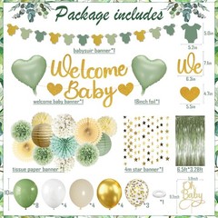Sage Green Baby Shower Decorations – Gender Neutral Baby Shower Decor Set wit…