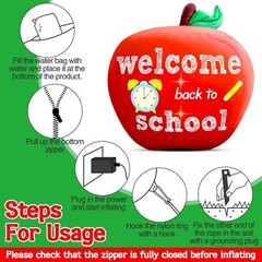 Cute Apple Inflatable Decoration: 4.9FT – Bright LED & Waterproof for Classrooms