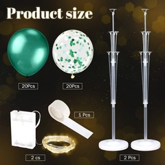 2 Sets Floor Balloon Column Stand Kit with LED Lights 40 Pcs Balloons Column …