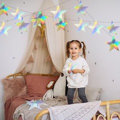 120 PCS Iridescent Five Star Cutouts Double Printed Paper Star Decorations St…
