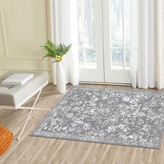 Pauwer Vintage Flower 2×3 Rug Distressed 2′ x 3′ (Rectangular), Grey