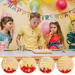 100 PCS Gold Acrylic Happy Birthday Cake Toppers Glitter Double Sided Decor