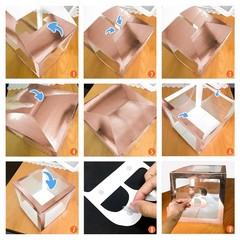 UNIIDECO 4 pcs Rose Gold Clear Boxes for Balloons with 30 Letters 10 Numbers 5 S