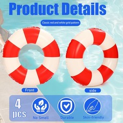 4Pcs Large Inflatable Pool Float for Adults 36 Inch Classic Striped Swim Rings