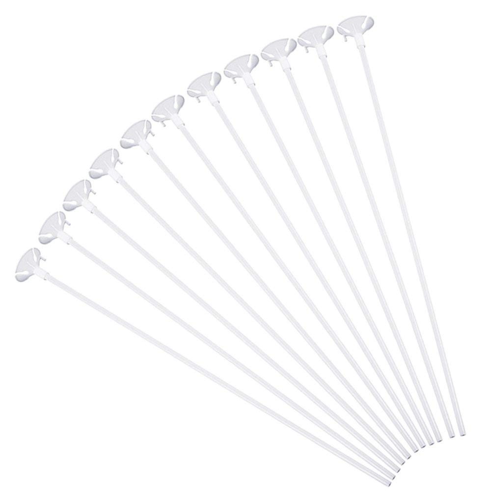 50 Pieces Plastic White Balloon Sticks with Cups for Party, Valentine’S Day, Wed