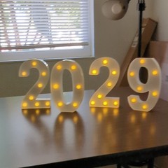 2026 Lighted Marquee Numbers Tabletop Sign New Year, White Plastic