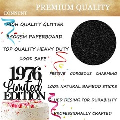Limited EDITION 1976 Cake Topper – Black Glitter Happy 50th Birthday Party Ca…