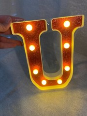 Letter ‘U’ Red Glitter with Lights Sign Party Birthday