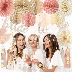 Boho Pink Bridal Shower Decorations, Champagne-Gold Bride To Be Banner Bachel…