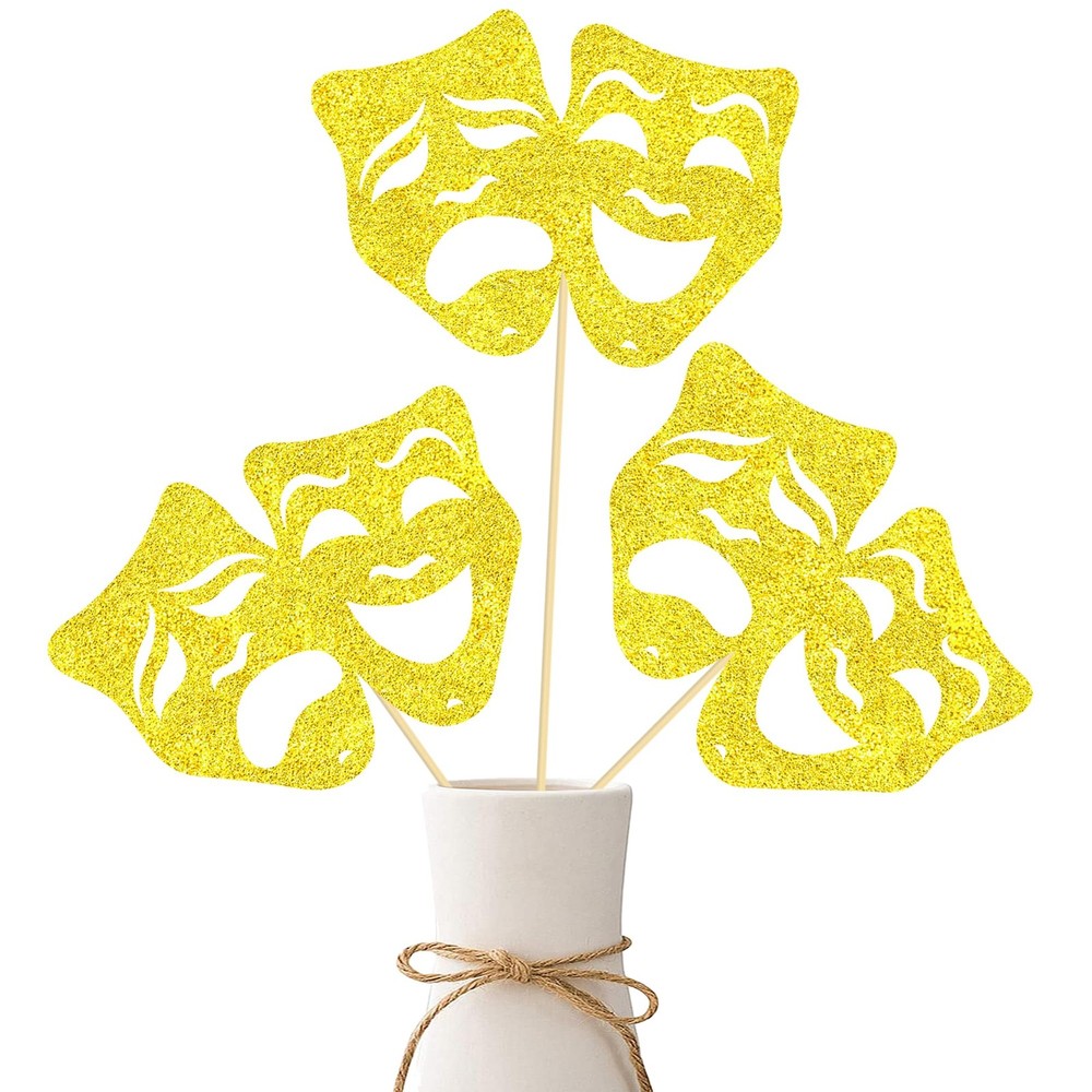 Theatrical Mask Centerpiece Sticks 12PCS Comedy Movie Night Theme Party Decor…
