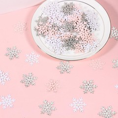 200PC White Pink Silver Snowflake Confetti for Winter Wonderland Decorations Sma