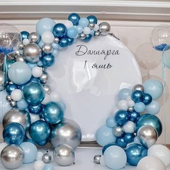 Blue Silver Balloons, Pearl Navy Blue Balloons Metallic light Blue and Silver…