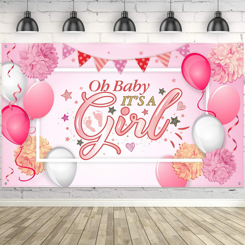 Baby Shower Party Backdrop Decorations, Large Durable Fabric Made Baby Shower Ba