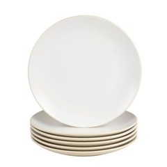 10 Strawberry Street Two Tone Coupe 10.5” Dinner Plate Set 10.5″, Tan/White